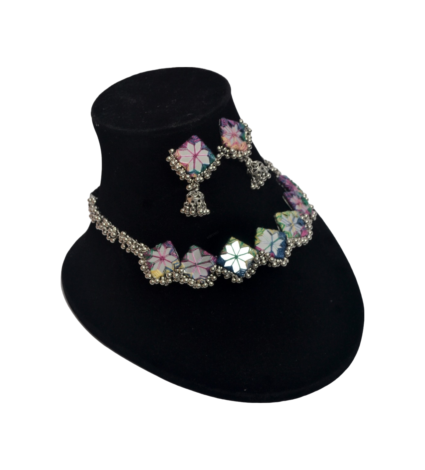 Diamond Oxidized Mirror Choker | Multicolor thumbnail 4