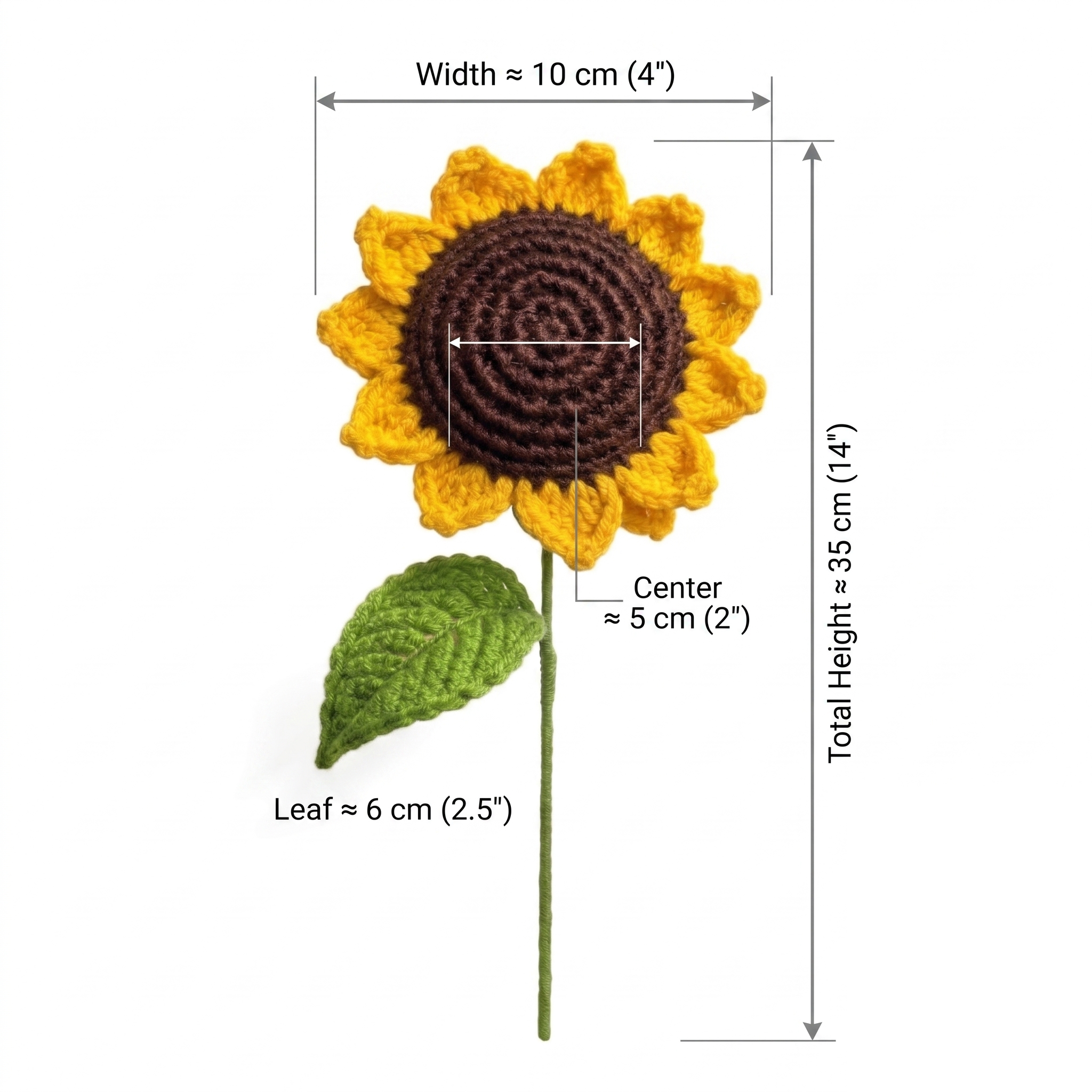 Handcrafted Crochet Sunflower Stem – Everlasting Artificial Bloom thumbnail 4