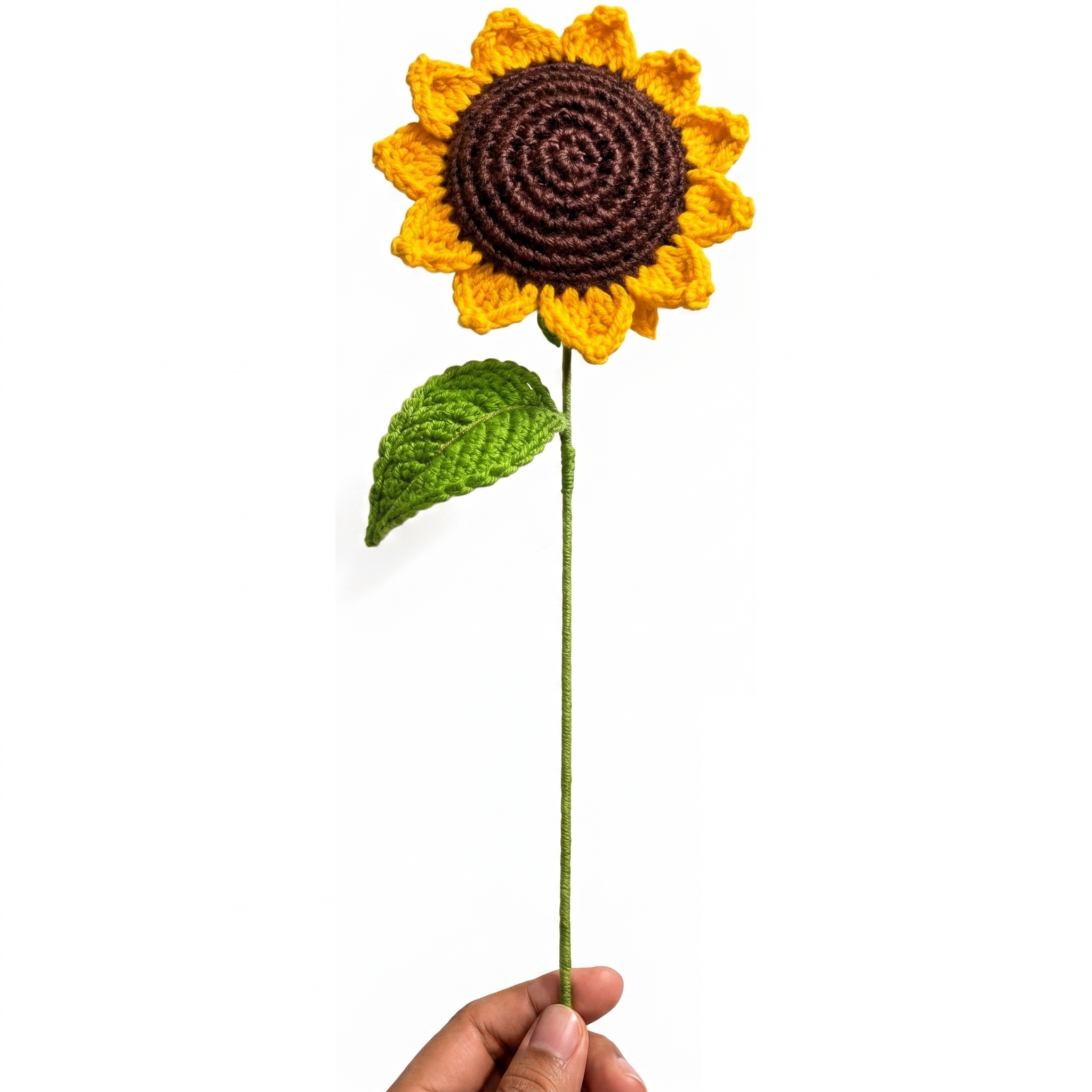 Handcrafted Crochet Sunflower Stem – Everlasting Artificial Bloom thumbnail 2