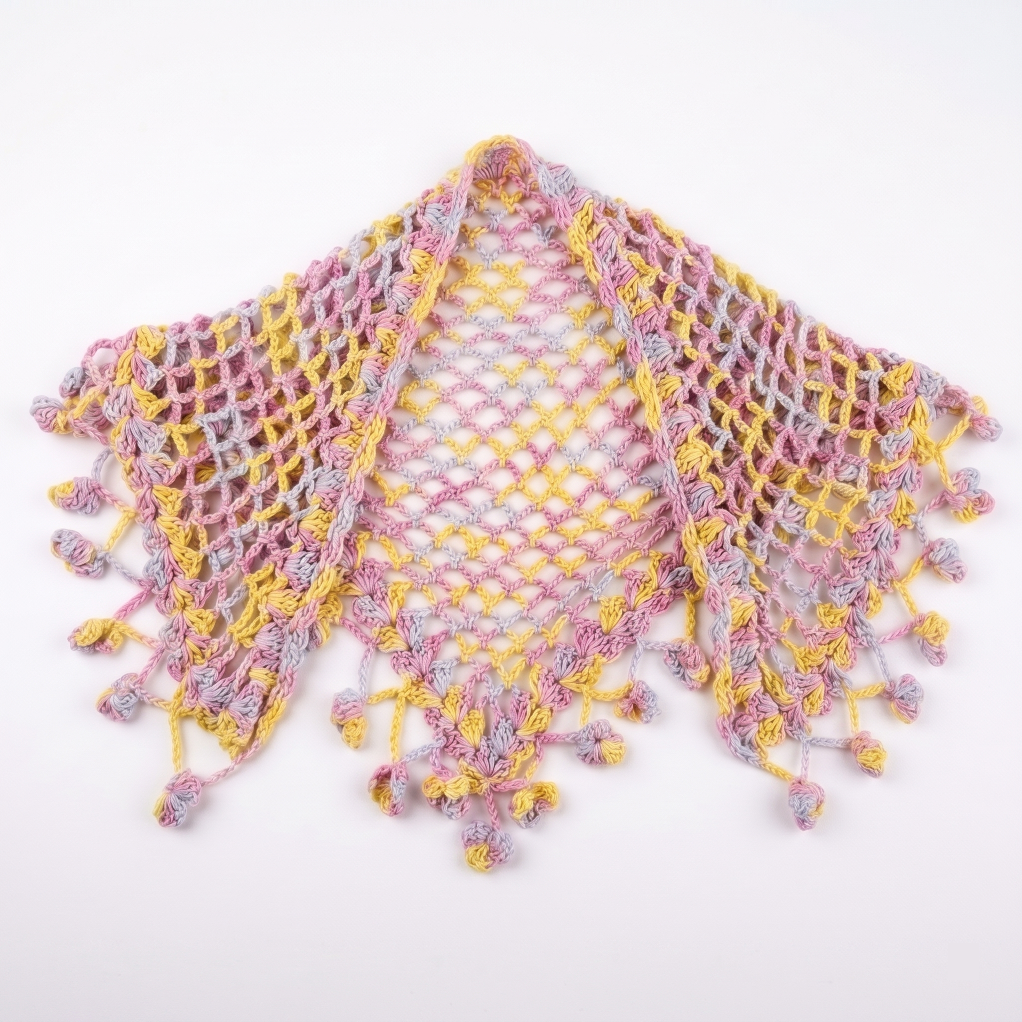 Handcrafted Pastel Crochet Hair Bandana – Boho Cotton Headscarf thumbnail 2