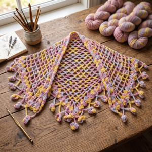 Handcrafted Pastel Crochet Hair Bandana – Boho Cotton Headscarf