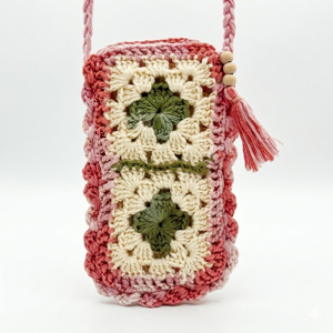 Handmade Crochet Floral Granny Stylish Utility Square Mobile Pouch with Sling
